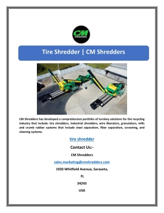 Tire Shredder | CM Shredders