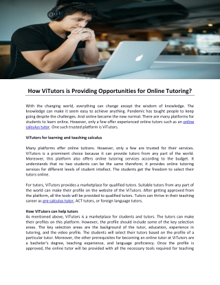How ViTutors is Providing Opportunities for Online Tutoring