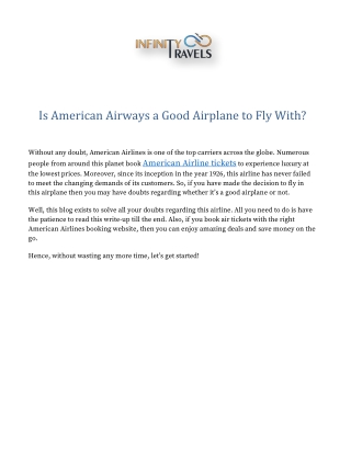 Is American Airways a Good Airplane to Fly With
