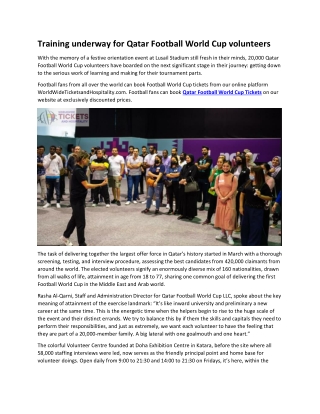 Training underway for Qatar Football World Cup volunteers