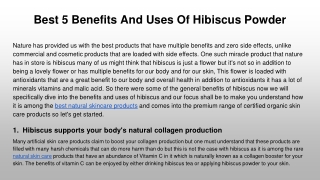 Best 5 Benefits And Uses Of Hibiscus Powder