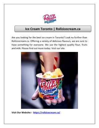 Ice Cream Toronto | Rollzicecream.ca