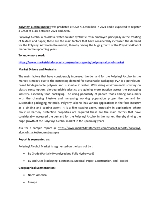 Polyvinyl Alcohol Market