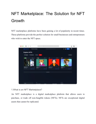 NFT Marketplace_ The Solution for NFT Growth