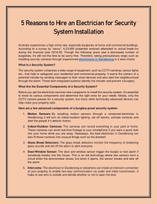 5 Reasons to Hire an Electrician for Security System Installation