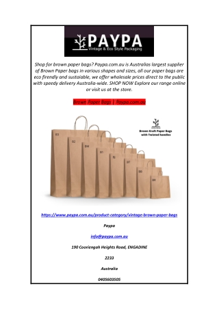 Brown Paper Bags  Paypa.com.au