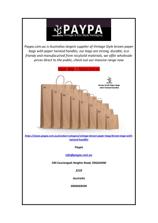 Paper Bags  Paypa.com.au