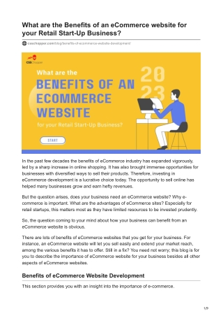 Benefits of eCommerce Website Development