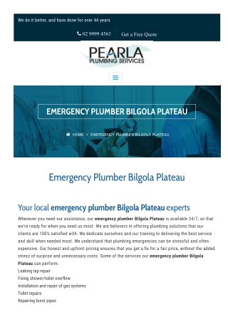 Emergency Plumber Bilgola Plateau
