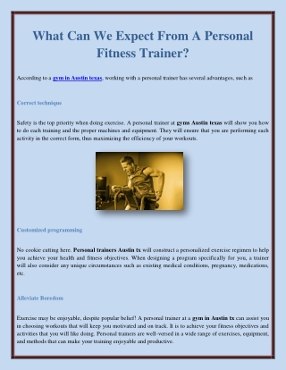 What Can We Expect From A Personal Fitness Trainer?