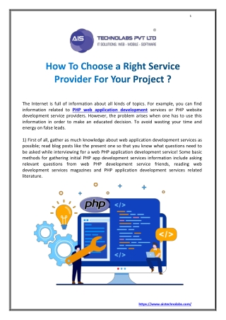 How to Choose a Right Service Provider for Your Project ?
