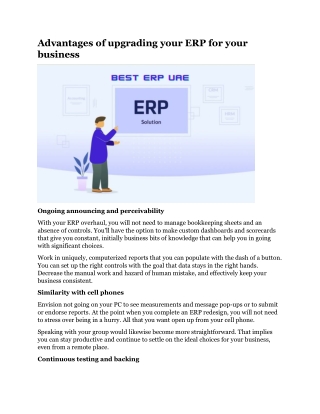 Advantages of upgrading your ERP for your business