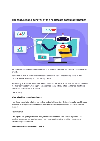 The feature and benefit of Healthcare consultant chatbot