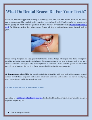 What Do Dental Braces Do For Your Teeth?