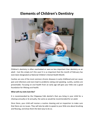 Elements of Children’s Dentistry
