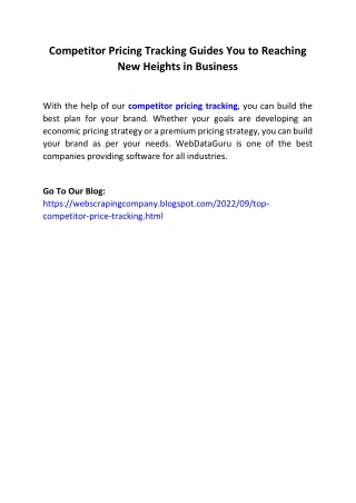Competitor Pricing Tracking Guides You to Reaching New Heights in Business