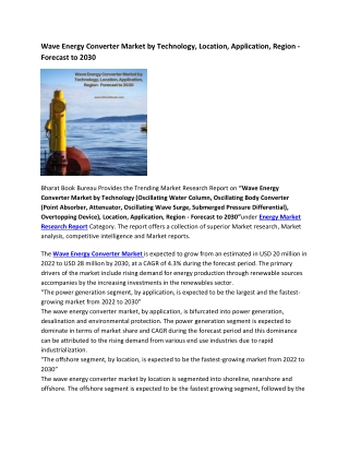 Global Wave Energy Converter Market Research Report 2022-2030