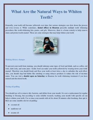 What Are the Natural Ways to Whiten Teeth?