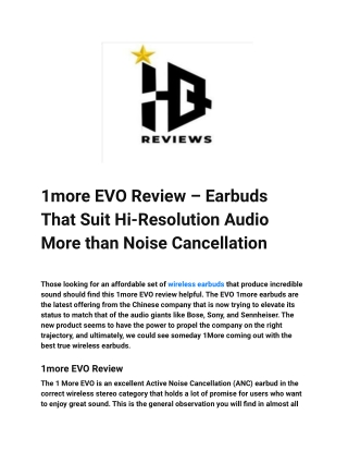 1more EVO Review – Earbuds That Suit Hi-Resolution Audio More than Noise Cancellation