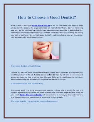 How to Choose a Good Dentist?