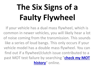The Six Signs of a Faulty Flywheel