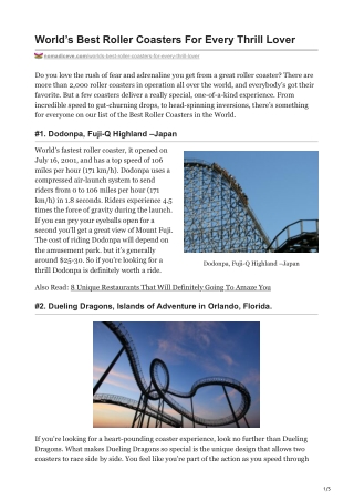 Worlds Best Roller Coasters For Every Thrill Lover