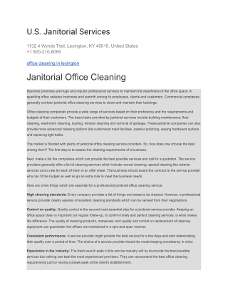 U.S. Janitorial Services