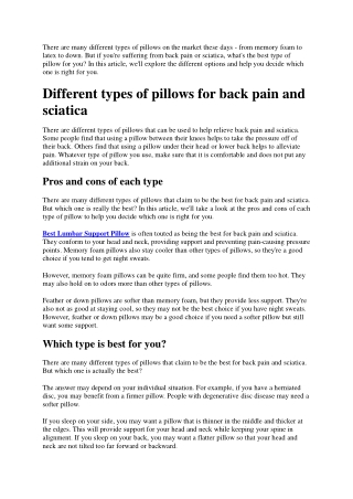 What Is The Best Pillow For Back Pain And Sciatica
