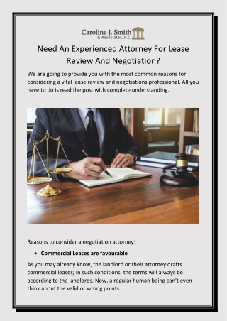 Need An Experienced Attorney For Lease Review And Negotiation