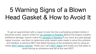 5 Warning Signs of a Blown Head Gasket & How to Avoid It