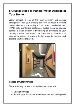 5 Crucial Steps to Handle Water Damage In Your Home