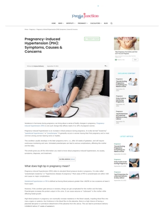 Pregnancy Induced Hypertension (PIH)  - Symptoms, Causes & Concerns