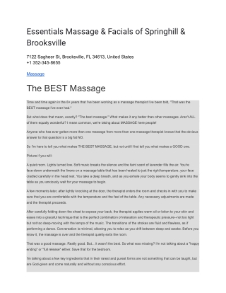 Essentials Massage & Facials of Springhill & Brooksville