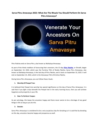 Sarva Pitru Amavasya 2022 What Are The Rituals You Should Perform On Sarva Pitru Amavasya
