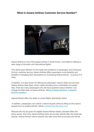 What Is Asiana Airlines Customer Service Number?