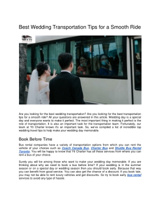 Best Wedding Transportation Tips for a Smooth Ride