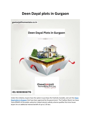 Deen Dayal plots in Gurgaon - Geetanjali Homestate