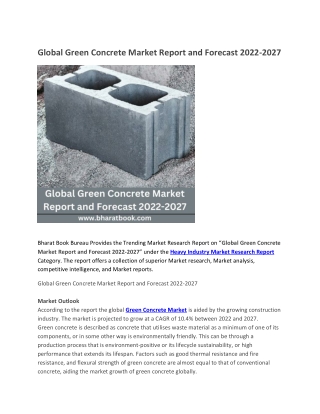 Global Green Concrete Market Report and Forecast 2022-2027