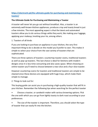The Ultimate Guide for Purchasing and Maintaining a Toaster