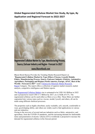 Global Regenerated Cellulose Market Research Report 2022-2027