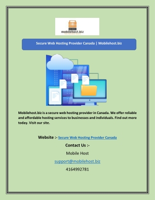 Secure Web Hosting Provider Canada | Mobilehost.biz