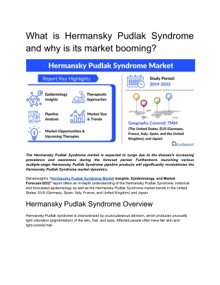 Hermansky Pudlak Syndrome Market Insights and Epidemiology Forecast