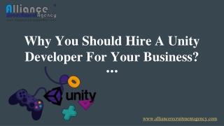 Why You Should Hire A Unity Developer For Your Business?