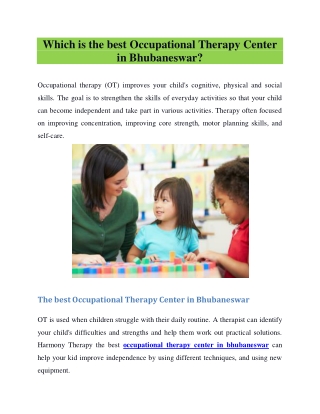 Occupational Therapy Center in Bhubaneswar
