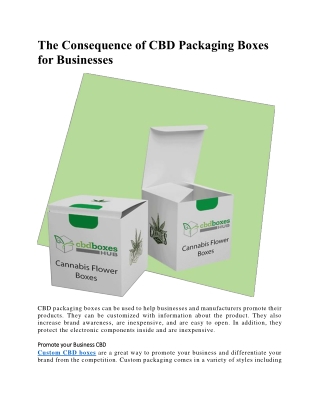The Consequence of CBD Packaging Boxes for Brand