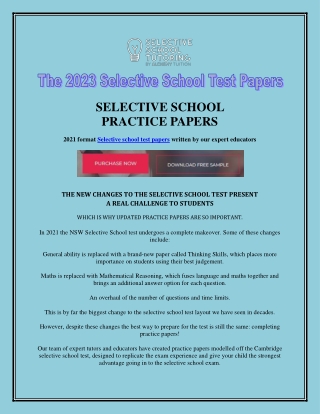 The 2023 Selective School Test Papers