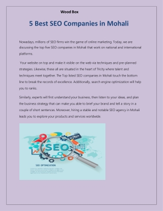 5 Best SEO Companies in Mohali