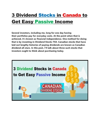 3 Dividend Stocks in Canada to Get Easy Passive Income