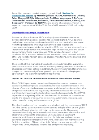 Avalanche Photodiodes Market Worth $218.2 Million by 2029 - Exclusive Report by Meticulous Research®