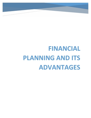 Financial planning and its advantages